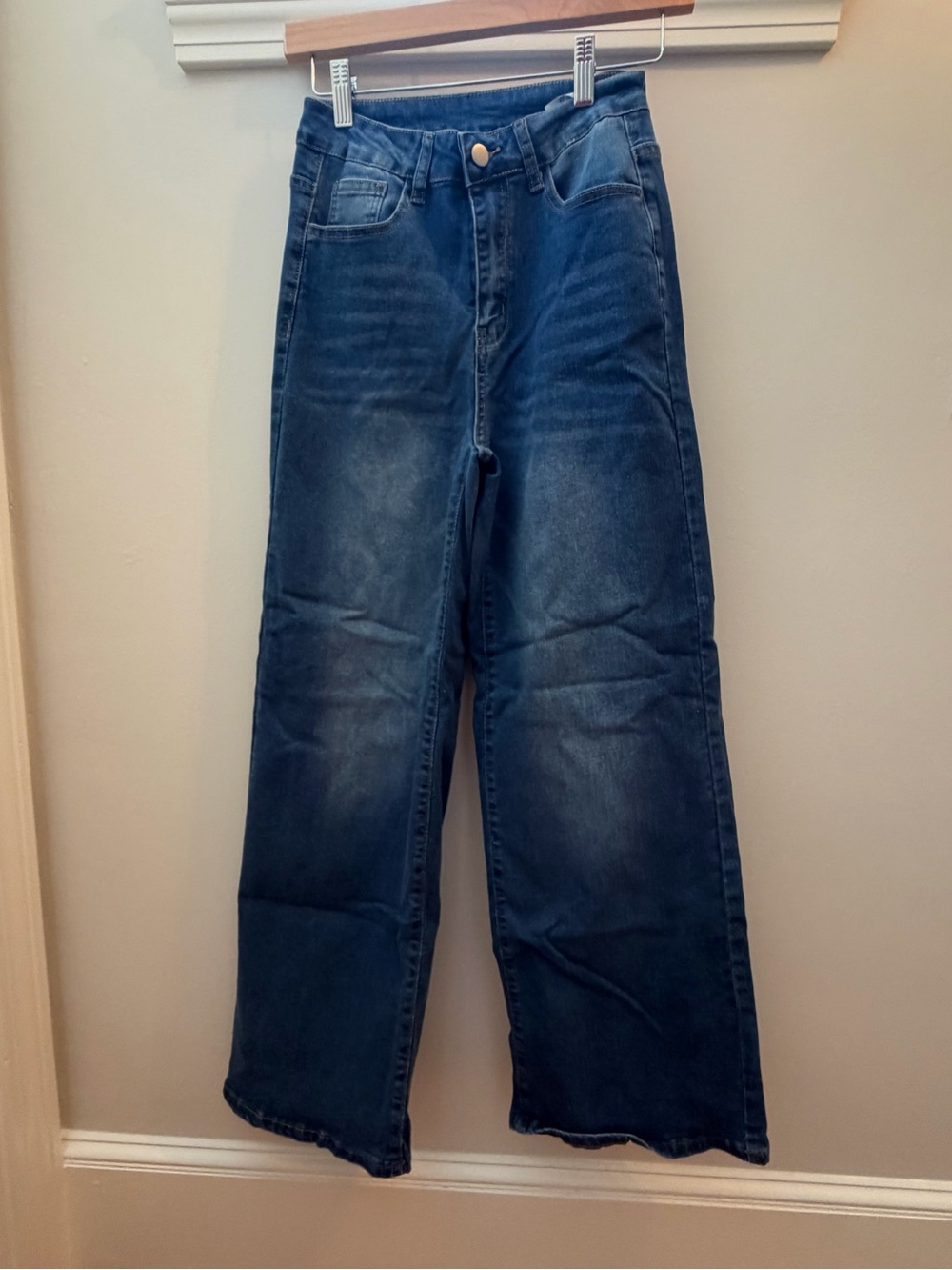 SHEIN Dark Blue Wide-Leg Jeans